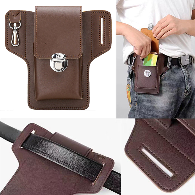 Phone Accessories Men - Fashion Men Multi-function PU Leather Waist