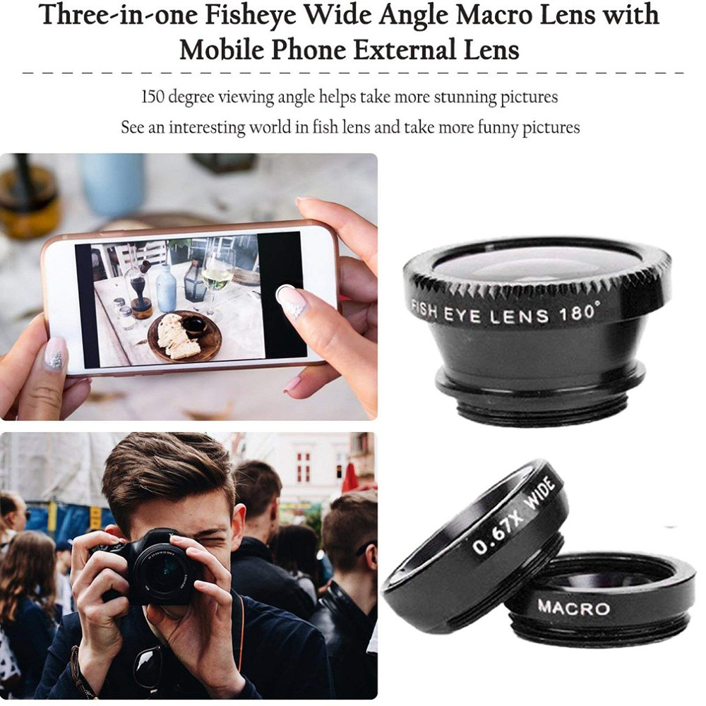 Universal 3 in 1 Fish Eye Lens - огляд і ціна Lens Camera Clip