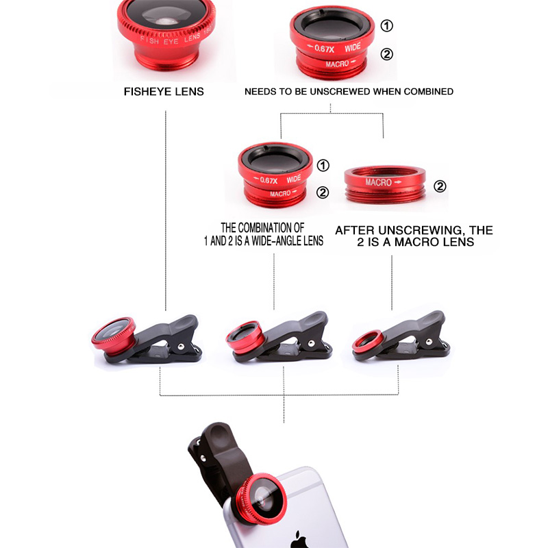 3 In 1 Phone Fish Eye Lens Wid - огляд і ціна Lens Camera Clip